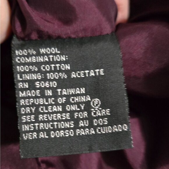 Vintage Kasper A.S.L. Wool Blazer Velvet Collar & Cuffs Burgundy mob wife classi - Picture 4 of 10